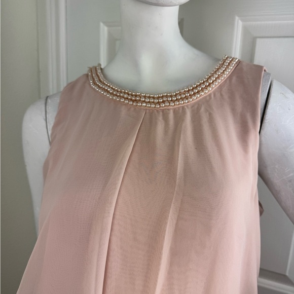 SD Collection Dress Dusty Pink with Faux Pearl Detail Neckline Sleeveless.  #62 - Picture 4 of 10